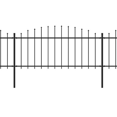 Tuinhek met speren bovenkant (0,5-0,75)x6,8 m staal zwart 2