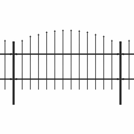 Tuinhek met speren bovenkant (0,75-1)x3,4 m staal zwart 2