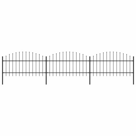 Tuinhek met speren bovenkant (1-1,25)x5,1 m staal zwart 1
