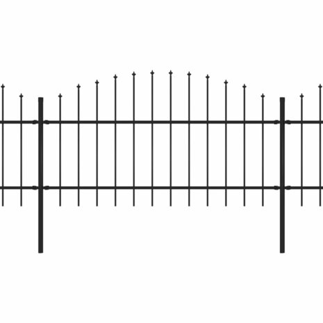 Tuinhek met speren bovenkant (1-1,25)x5,1 m staal zwart 2