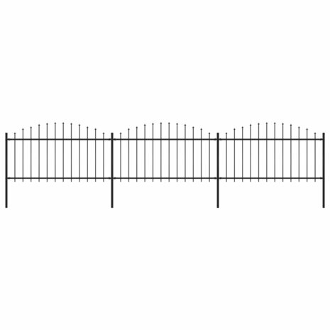 Tuinhek met speren bovenkant (1,25-1,5)x5,1 m staal zwart 1