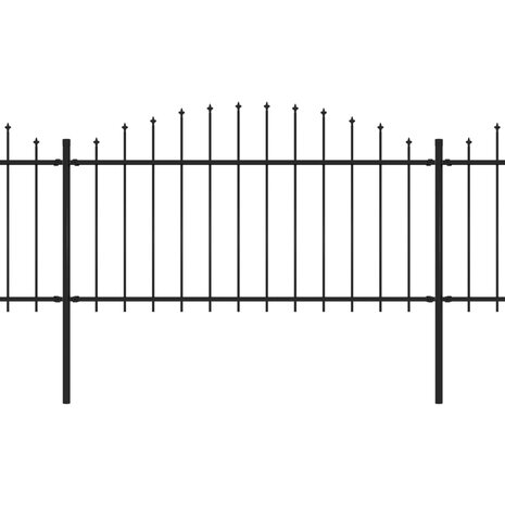 Tuinhek met speren bovenkant (1,25-1,5)x5,1 m staal zwart 2