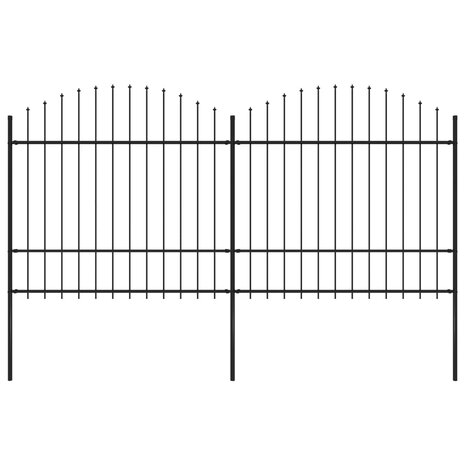Tuinhek met speren bovenkant (1,5-1,75)x3,4 m staal zwart 1