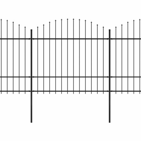 Tuinhek met speren bovenkant (1,5-1,75)x3,4 m staal zwart 2