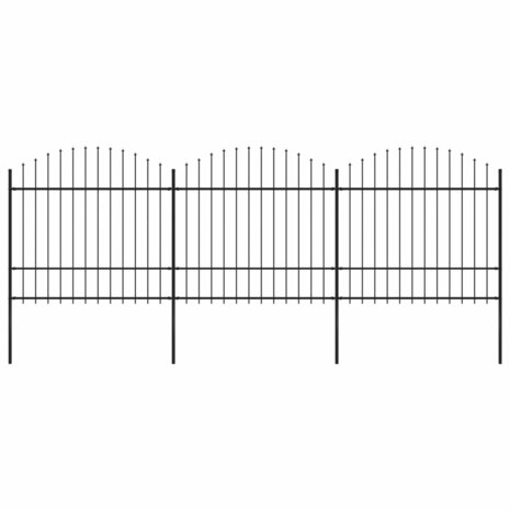 Tuinhek met speren bovenkant (1,5-1,75)x5,1 m staal zwart 1