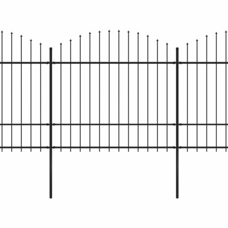 Tuinhek met speren bovenkant (1,5-1,75)x5,1 m staal zwart 2