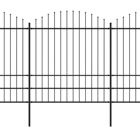 Tuinhek met speren bovenkant (1,75-2)x3,4 m staal zwart 2