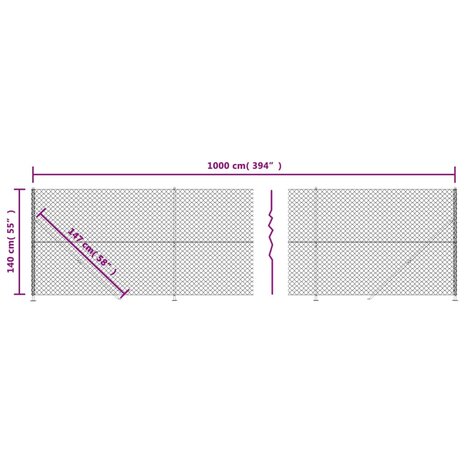 Gaashek met flens 1,4x10 m antracietkleurig 6