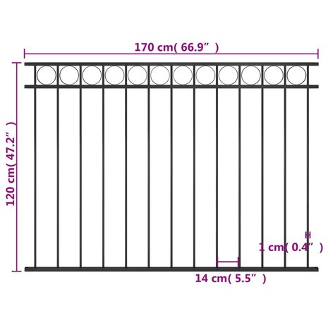 Schuttingpaneel 1,7x1,2 m staal zwart 4