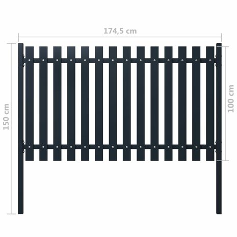Schuttingpaneel 174,5x100 cm gepoedercoat staal antraciet 4