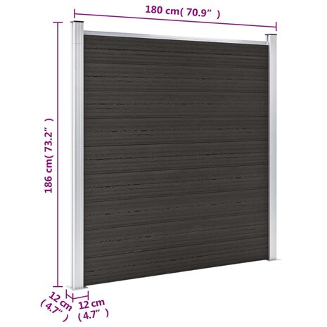 Schuttingpaneel 180x186 cm HKC zwart 9