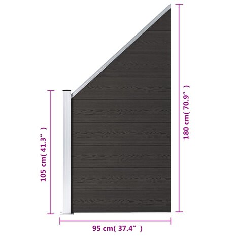 Schuttingpaneel 95x(105-180) cm HKC zwart 8