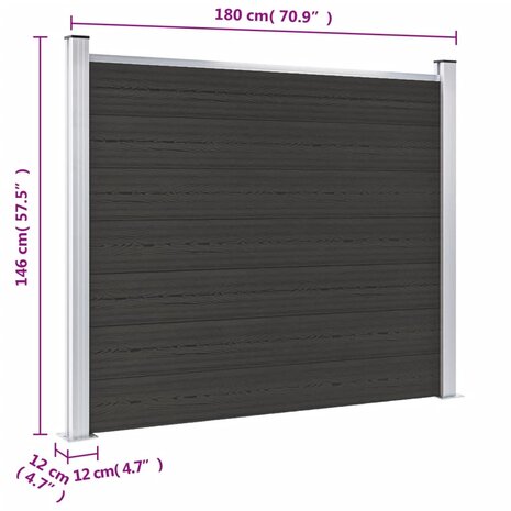 Schuttingpaneel 180x146 cm HKC zwart 9