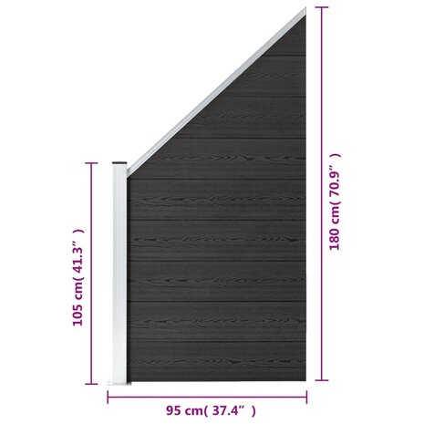 Schuttingpaneel 95x(105-180) cm HKC grijs 8