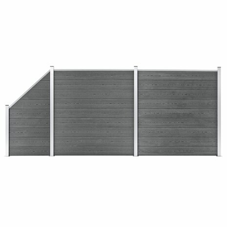 Schuttingset 2 vierkant en 1 schuin 446x186 cm HKC grijs 1