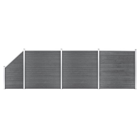 Schuttingset 3 vierkant en 1 schuin 619x186 cm HKC grijs 1