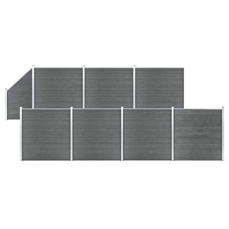 Schuttingset 7 vierkant en 1 schuin 1311x186 cm HKC grijs 1