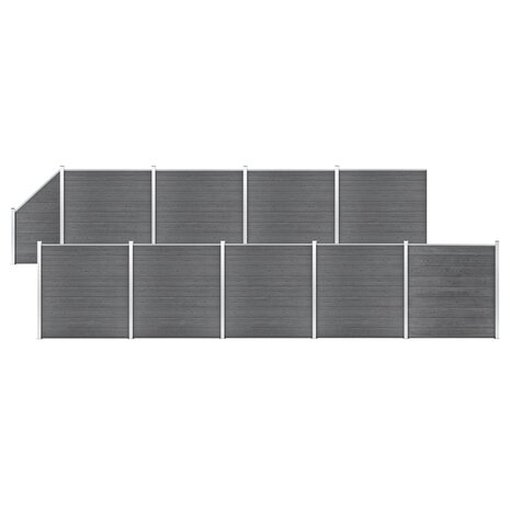 Schuttingset 9 vierkant en 1 schuin 1657x186 cm HKC grijs 1
