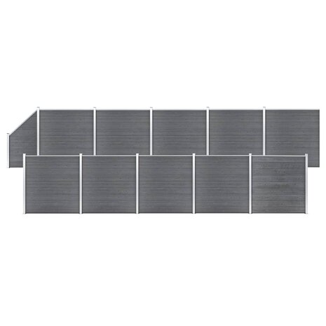 Schuttingset 10 vierkant en 1 schuin 1830x186 cm HKC grijs 1