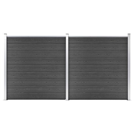 Schuttingpanelenset 353x186 cm HKC zwart 1
