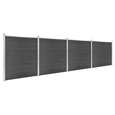 Schuttingpanelenset 699x186 cm HKC zwart 2