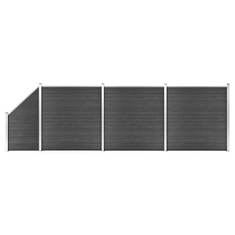 Schuttingpanelenset 619x(105-186) cm HKC zwart   1