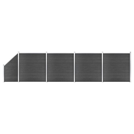 Schuttingpanelenset 792x(105-186) cm HKC zwart     1