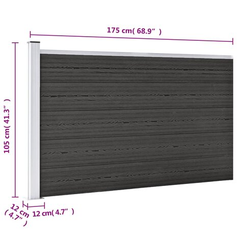 Schutting 175x105 cm HKC grijs 9
