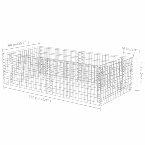 Gabion plantenbak 180x90x50 cm gegalvaniseerd staal 8