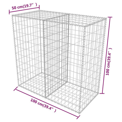 Gabion mand 100x50x100 cm gegalvaniseerd staal 8