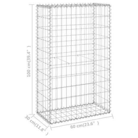 Schanskorfmuur met deksels 60x30x100 cm gegalvaniseerd staal 7