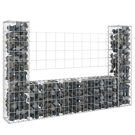 Schanskorf U-vormig met 2 palen 140x20x100 cm ijzer 1