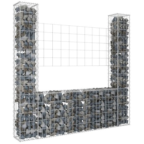 Schanskorf U-vormig met 2 palen 140x20x150 cm ijzer 1