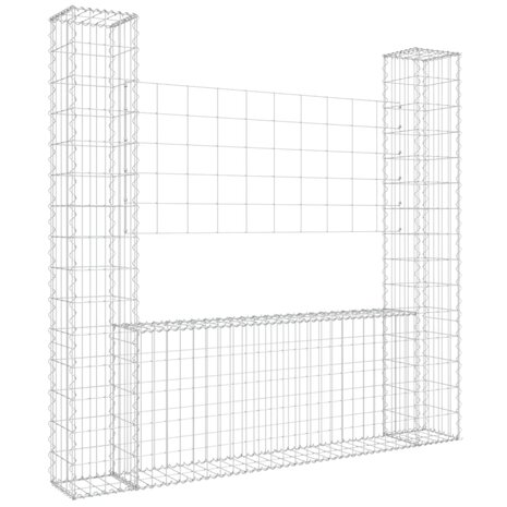 Schanskorf U-vormig met 2 palen 140x20x150 cm ijzer 2