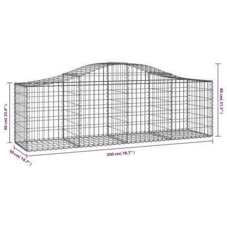 Schanskorf gewelfd 200x50x60/80 cm gegalvaniseerd ijzer 5
