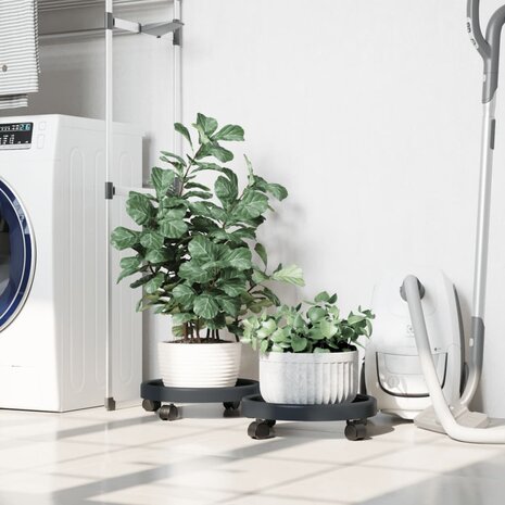 Plantentrolleys 2 st met wielen ø34 cm 35 kg grijs 1