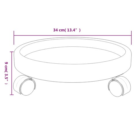 Plantentrolleys 2 st met wielen ø34 cm 35 kg grijs 9