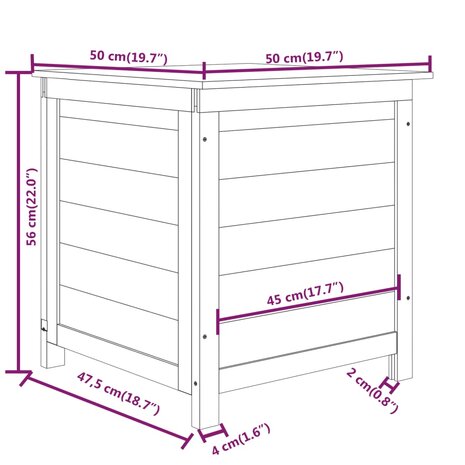 Kussenbox 50x50x56 cm massief vurenhout bruin 7