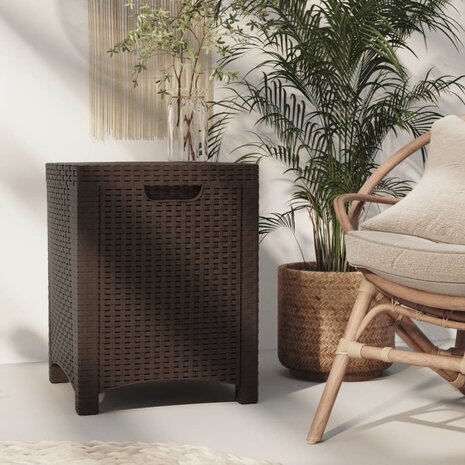 Tuinbox 39x39x46 cm PP rattan bruin 1