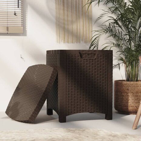Tuinbox 39x39x46 cm PP rattan bruin 3