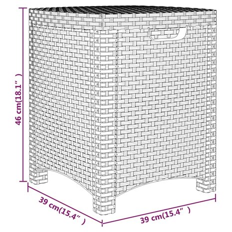 Tuinbox 39x39x46 cm PP rattan bruin 9