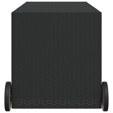 Tuinbox met wielen 283 L poly rattan zwart 5