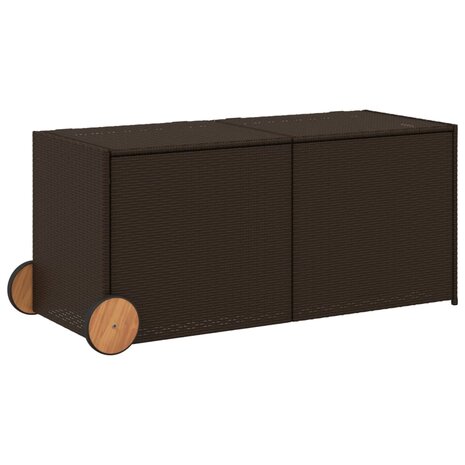 Tuinbox met wielen 283 L poly rattan bruin 2