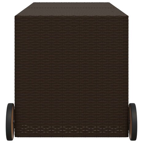 Tuinbox met wielen 283 L poly rattan bruin 5