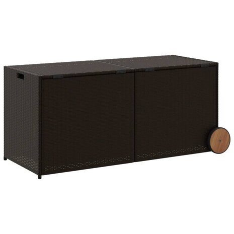 Tuinbox met wielen 283 L poly rattan bruin 6