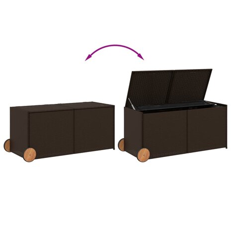 Tuinbox met wielen 283 L poly rattan bruin 7