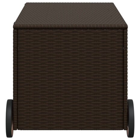 Tuinbox met wielen 190 L poly rattan bruin 5