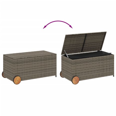 Tuinbox met wielen 190 L poly rattan grijs 7