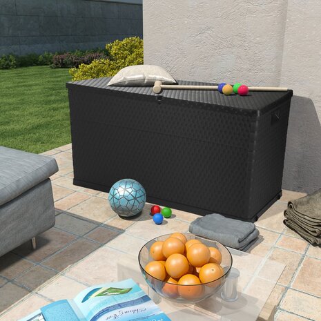 Tuinbox 120x56x63 cm polypropeen rattan antracietkleurig 2