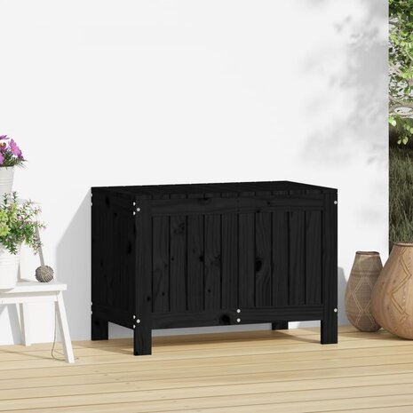 Tuinbox 76x42,5x54 cm massief grenenhout zwart 3